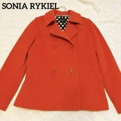 希少　アンゴラブレンド　SONIA RYKIEL トランプ柄 ピーコート　40