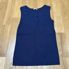 GU リブニット　スクエアネック　ネイビー