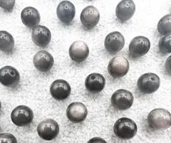メキシコ産 シルバーオブシディアン ラウンド 6mm 122粒セット 穴あき