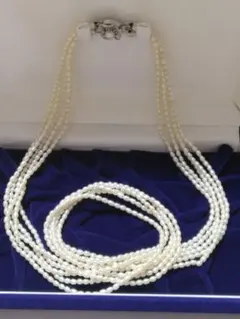 淡水パール 3連 ネックレス 本真珠 SILVER刻印 59cm ゴールド金具 