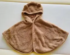 ユニクロ　くま耳フード付きポンチョ ブラウンベージュ　70-80