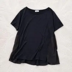 レプシィム　Tシャツ　トップス　半袖　ボートネック　春夏　無地　ブラック　M