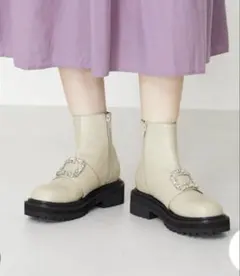 オリエンタルトラフィック　厚底　ビジューブーツ　グレージュ　Ｓ