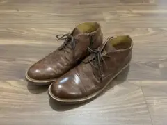 Glanges Roots ブラウンレザー シューズ ジッパー付き