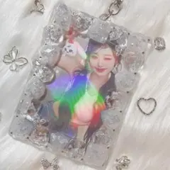 トレカケース♡♡トレカキーホルダー♡クリア×ホワイト×♡蝶々×シルバー×ストーン