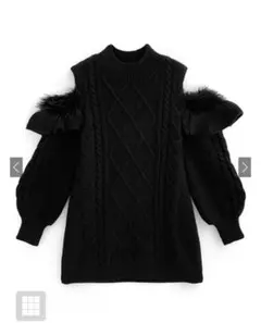 grl ショルダーオープンフェザーニットミニワンピース［tt021］