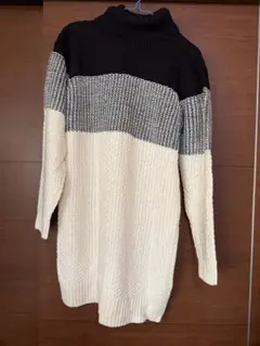 GU ボーダータートルネックニット L