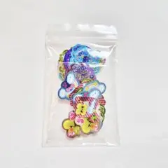 【平成レトロ】クローバー柄などのきらきらホログラム フレークシール ◇38枚