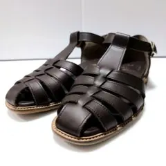 最終価格☆フェリシモ 本革 グルカサンダル ダークブラウン 日本製 24.0cmのサムネイル
