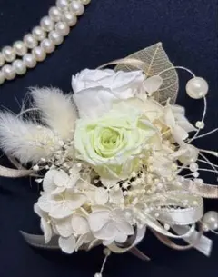 プリザーブドフラワーヘッドドレス ドライフラワー髪飾り 成人式結婚式 淡いピンク