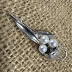 MIKIMOTO ミキモト 3玉 パール ブローチ SILVER 刻印 - メルカリ