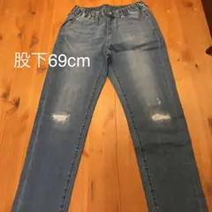 UNIQLO 150cm ダメージ風デニム ジーンズ 美品