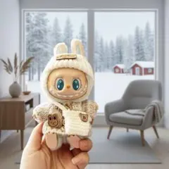 ラブブ用ぬい服　ベージュとオフワイトのニット服3点セット