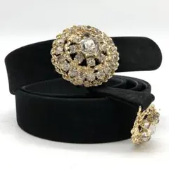 【美品】 Christian Dior ベルト ビジュー スウェード ブラック