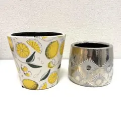 Francfranc 陶器 プランターカバー 鉢カバー 2点