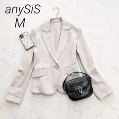 anySiSテーラードジャケットコットン一つボタンベージュ系Mフラップポケット