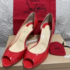 Christian Louboutin 赤 エナメル パンプス 37