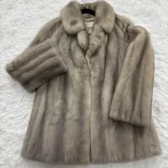 EMBA✩Wネーム✩ミンク✩カシミア＆ウール✩ファーコート✩軽✩ファー取り外し可 13号✨美品◎ EMBA ラベンダーミンク ファーコート モカ XL 総丈80