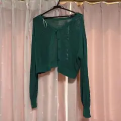 INGNI グリーン クロップドカーディガン M