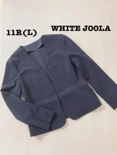 WHITE JOOLA ノーカラー ジャケット 11号 Lサイズ ネイビー