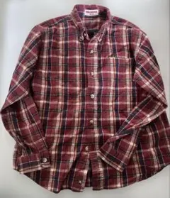 miki HOUSE キッズ　長袖チェック柄シャツ　レッド系　130cm