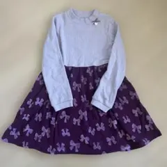 エニィファム ワンピース リボン 紫 120