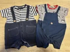 オーバーオールセット 95cm以下 ネイビー2枚セット