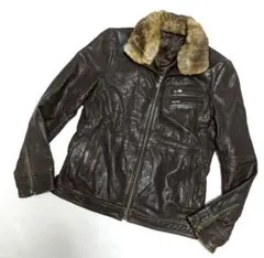 COMME CA MEN ラビットファーシングル レザージャケット 革ジャン