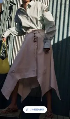 REDYAZEL ホワイトデニムイレヘムスカート