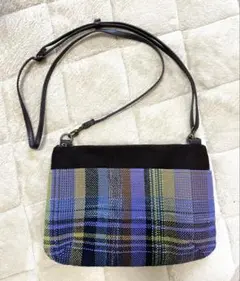 ORI-UTA SAORI マルチカラー チェック柄 ショルダーバッグ さをり織
