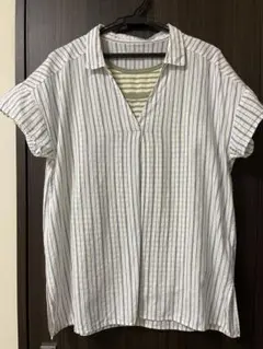 Samansa Mos2 ストライプ 半袖シャツ
