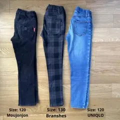 120 女の子 ズボン 3点セット 秋冬 キッズパンツ ボトムス まとめ売り