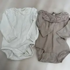 80サイズ ロンパース2枚セット レース 襟 petit main H&M