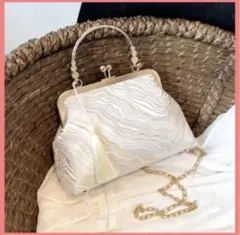 パーティーバッグ ホワイト ハンドバッグ 結婚式 パーティ 着物ショルダーバッグ