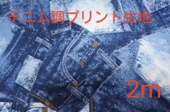 G調　デニムプリント　綿１００％　コットン素材　１１４㎝幅×2ｍ…(115)