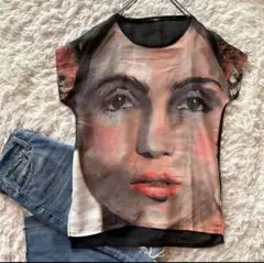 ZARA 半袖プリントシャツ　顔　フェイスプリント