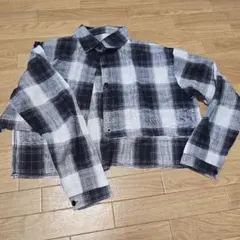 チェック柄 クロップドシャツ 半袖