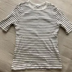UNIQLO リブ編み ストライプ Tシャツ Mサイズ