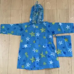 キッズ　レインコート 青色 星柄 100cm