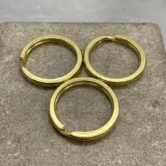 3点セット 真鍮製 平二重リング 直径20mm キーホルダー