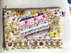 猫 大きいポーチ ハンドメイド パッチワーク 和柄 猫