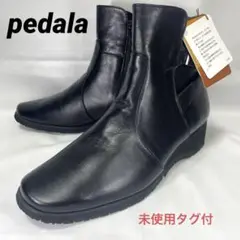 未使用 アシックス ペダラ サイドジップ ショートブーツ 撥水レザー 23EEE