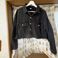 【H&M】デニムジャケット ブラック Sサイズ ショート丈ジャケット