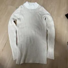 無印良品 リブ編み ハイネックニット ホワイト XL