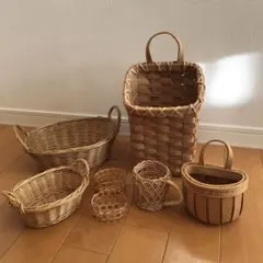 籐　ラタンかご　バスケット　小物入れ　雑貨　セット