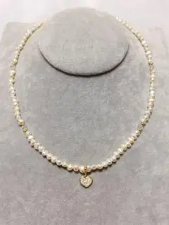 【特別価格】淡水バロック小粒真珠　ハートペンダントネックレス　パール