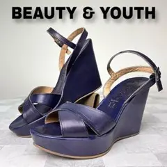 BEAUTY&YOUTH レザー ウェッジソール サンダル パープル 22.5