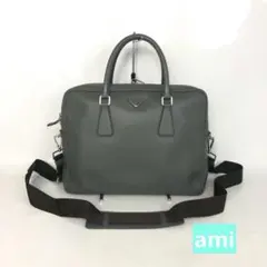 極美品✨ PRADA ビジネスバッグ ハンドバッグ レザー グレー - メルカリ