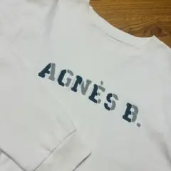 agnesbサガラ刺繍ロゴスウェット生成りLオフホワイトアイボリーナチュラル綿