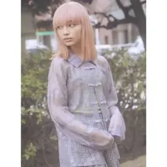 floralエアリーカンフーブラウス（ブルー)のサムネイル